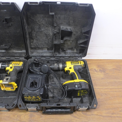 5001 - Two Dewalt power tools including a BCD785 type 10 drill and DC725 drill both in cases