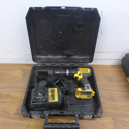 5001 - Two Dewalt power tools including a BCD785 type 10 drill and DC725 drill both in cases