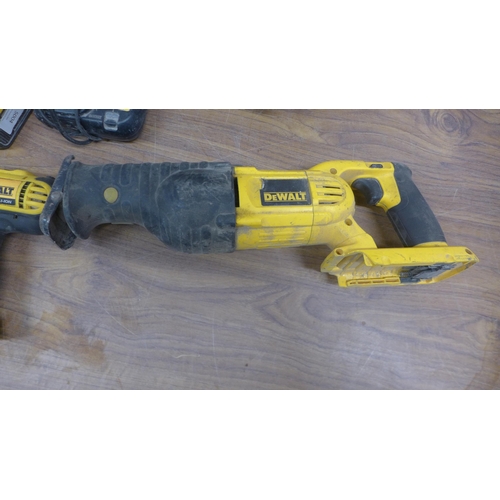 5004 - A Dewalt DC618 electric nail gun, a Dewalt DC305 reciprocating saw and a DCD776 18V cordless drill