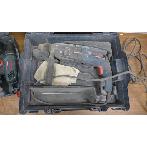 5054 - Two Bosch power tools including a Bosch GSR12-2 drill with 3 batteries and a Bosch GBH 2.25, 240V dr... 