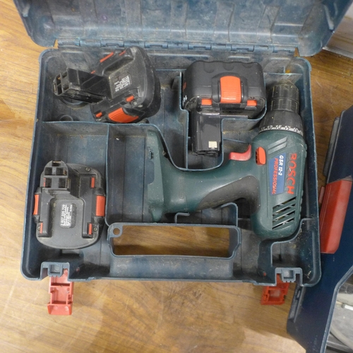 5054 - Two Bosch power tools including a Bosch GSR12-2 drill with 3 batteries and a Bosch GBH 2.25, 240V dr... 