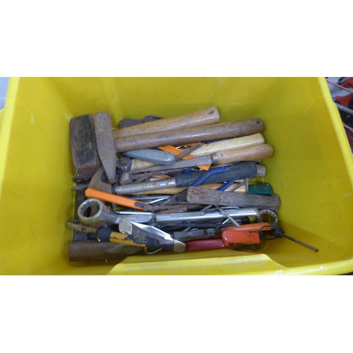 5056 - A quantity of tools including spanners, hammers, socket wrench, safety knife, pliers, etc.