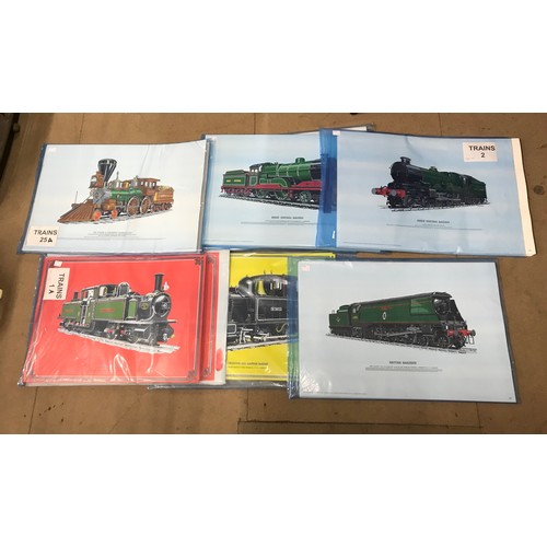 393 - Over 220 lithographic locomotive railway prints, 1980's and 200 train prints