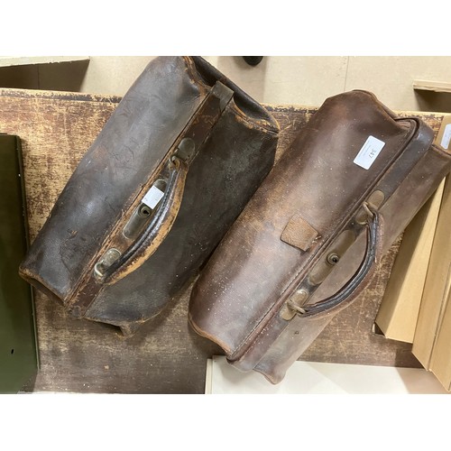 347 - Two vintage leather Gladstone bags