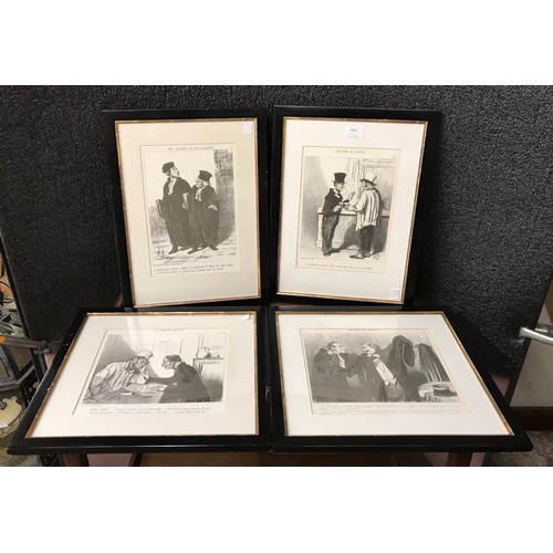 394 - A set of four French magazine prints, framed