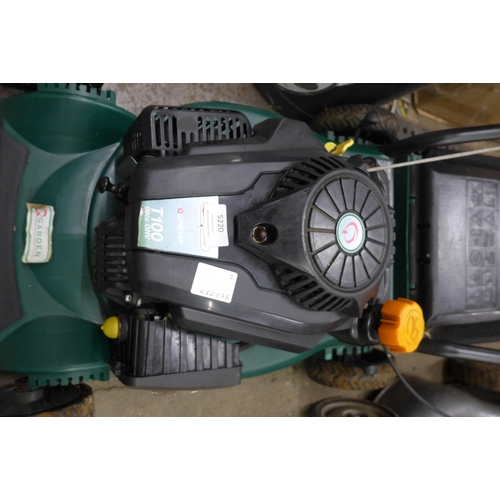 5220 - A Gardenline QGPM16P T100 99cc OHV petrol driven lawnmower with collection box  *Police repossession... 