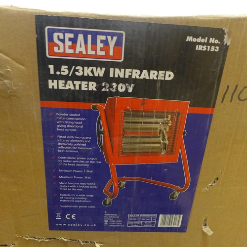 5225 - A sample Sealey model IRS153 1.5/3kw 230v infrared heater* This lot is subject to VAT