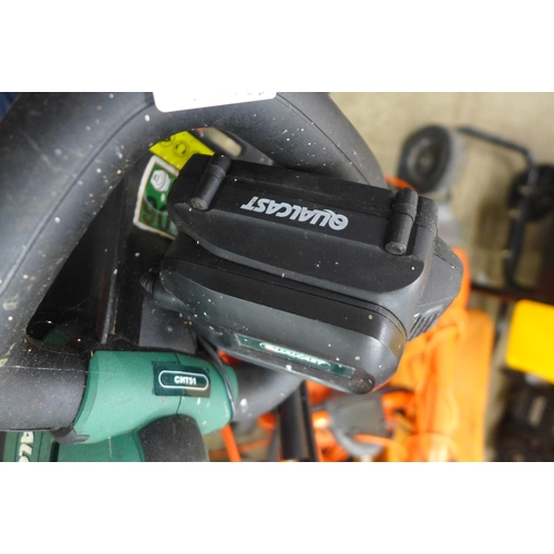 5230 - A Bosch Rotak 320 ER electric lawnmower and a Qualcast CHT51 cordless hedge cutter with charger