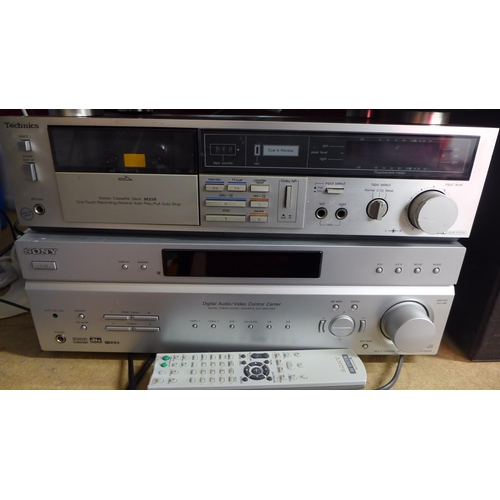 5109A - A quantity of stereo equipment including a Pioneer PD-M426 multi CD player, a Technics M216 stereo c... 