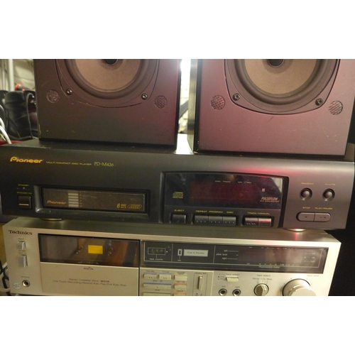 5109A - A quantity of stereo equipment including a Pioneer PD-M426 multi CD player, a Technics M216 stereo c... 