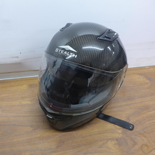 5084 - 3 motorcycle helmets including BMW (size 58/59) XR Patriot (size 57/58) and Stealth helmets carbon f... 