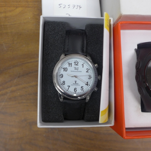 5091 - A Tavistock & Jones talking watch and a Smart watch, both boxed