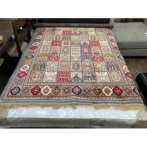 3192 - A duck egg blue ground cashmere rug, full pile with Persian panel design - (220 x 155 cm)