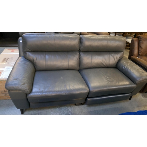 3205 - grace grey leather power reclining 2.5 seater sofa - (no power leads), original RRP £833.33 + VAT (4... 