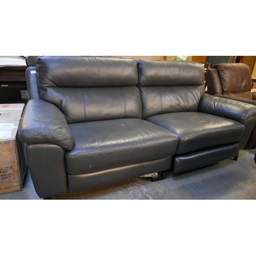 3205 - grace grey leather power reclining 2.5 seater sofa - (no power leads), original RRP £833.33 + VAT (4... 