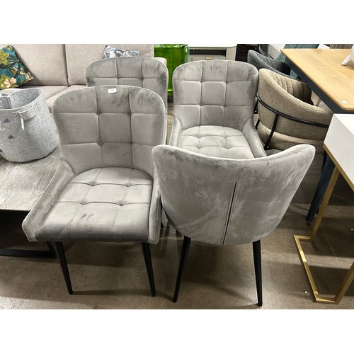 3082 - A set of four 'Kos' grey velvet dining chairs *This lot is subject to VAT