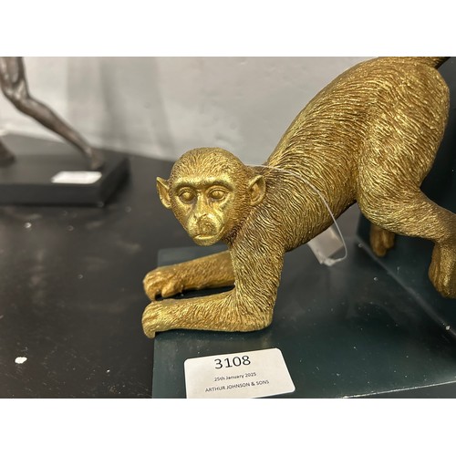 3108 - A pair of monkey bookends (H 20cm)