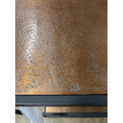 3180 - A black metal and copper effect sideboard