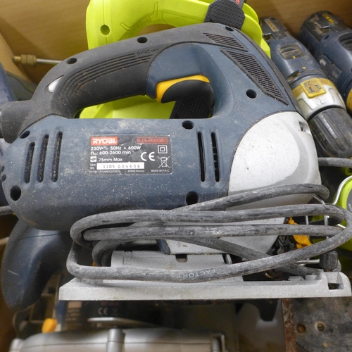 5314 - A large quantity of Ryobi power tools including 2 CDI-1802 power drills, a CJSP-1801 QEO jigsaw, an ... 