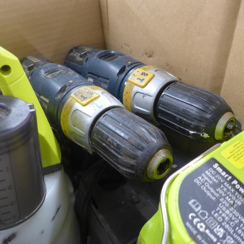 5314 - A large quantity of Ryobi power tools including 2 CDI-1802 power drills, a CJSP-1801 QEO jigsaw, an ... 