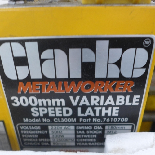 5320 - A Clarke metalworker model CL300M, 300mm, 240V variable speed lathe