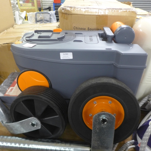 5290 - 2 jockey wheels, a set of Fiamma Level Up car ramps and a Thetford 11.5 litre capacity portable toil... 