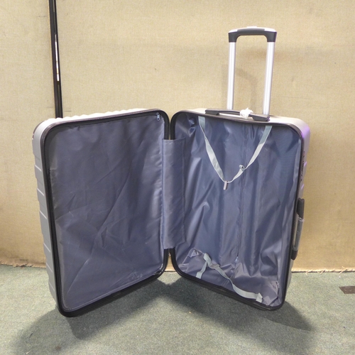 6025 - Three Piece Silver Suitcase Set, Large/Medium/Carry-on (349-62) *This lot is subject to VAT