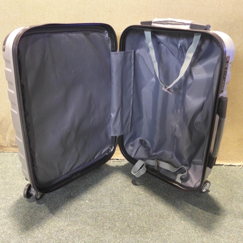 6025 - Three Piece Silver Suitcase Set, Large/Medium/Carry-on (349-62) *This lot is subject to VAT