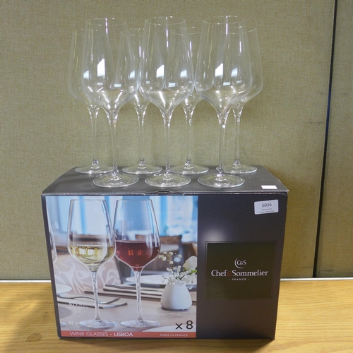 6036 - C&S Wine Glasses and an Artika LED Swirl Table Lamp    (349-235,237) *This lot is subject to VAT