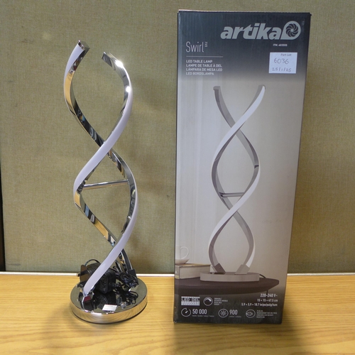 6036 - C&S Wine Glasses and an Artika LED Swirl Table Lamp    (349-235,237) *This lot is subject to VAT