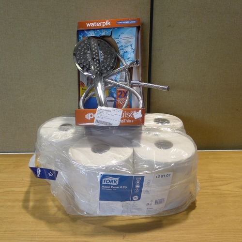 6040 - Waterpik Shower Head And Hose and Tork Paper Towel Rolls  (349-343,344) *This lot is subject to VAT