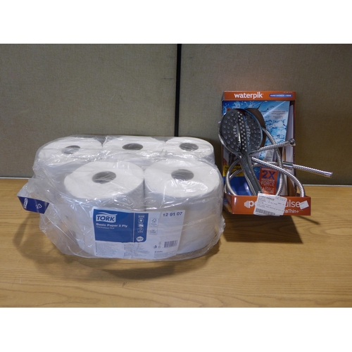 6040 - Waterpik Shower Head And Hose and Tork Paper Towel Rolls  (349-343,344) *This lot is subject to VAT