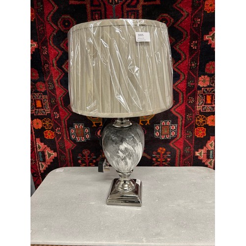 3005 - A marble effect table lamp with a taupe shade