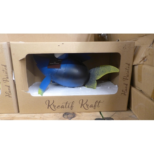 5243 - 2 Kreatif Kraft hand painted ornamental fish, boxed