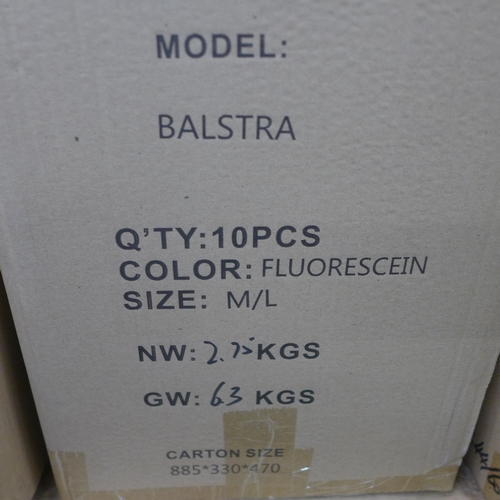 5248 - A box of 10 Balstra fluorescent size medium to large cycling helmets