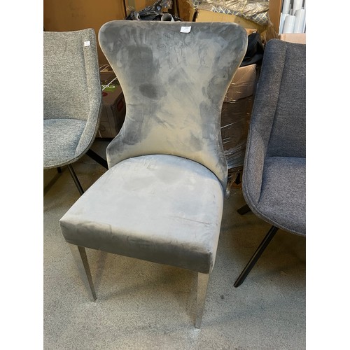 3306 - A grey velvet Luna dining chair *This lot is subject to VAT