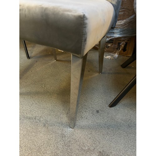 3306 - A grey velvet Luna dining chair *This lot is subject to VAT