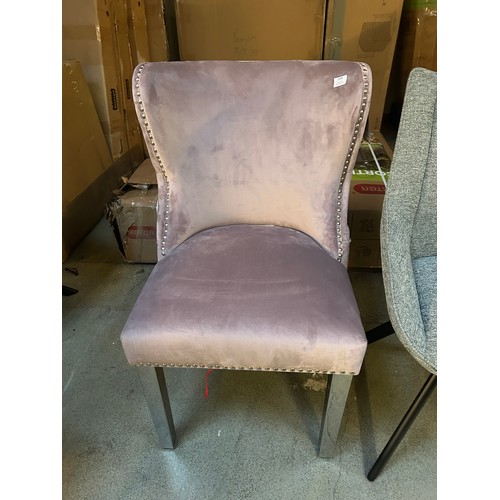 3308 - A blush velvet Marvel Chrome dining chair *This lot is subject to VAT