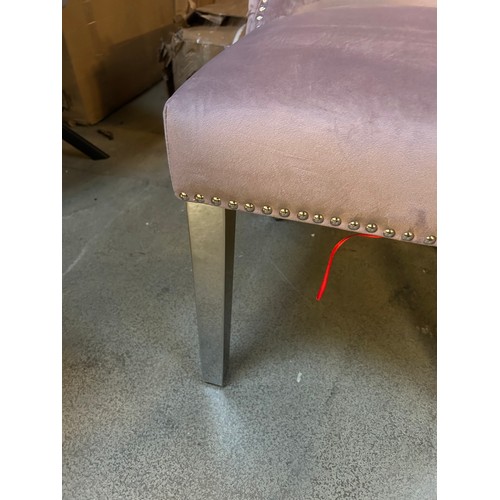 3308 - A blush velvet Marvel Chrome dining chair *This lot is subject to VAT