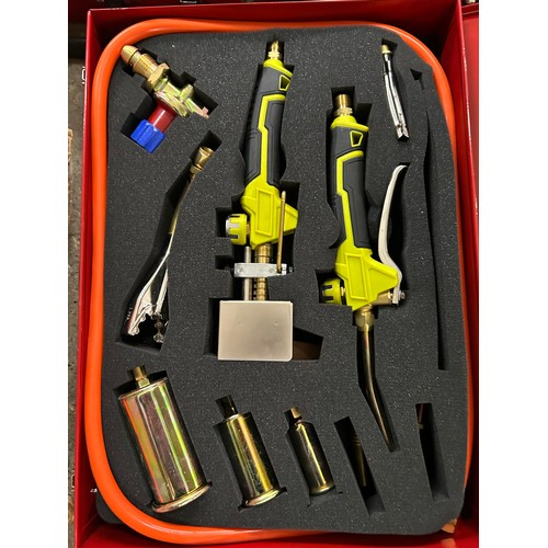 5303 - Two large metal cased propane gas torch kits and two smaller metal cased propane gas torch kits* Thi... 