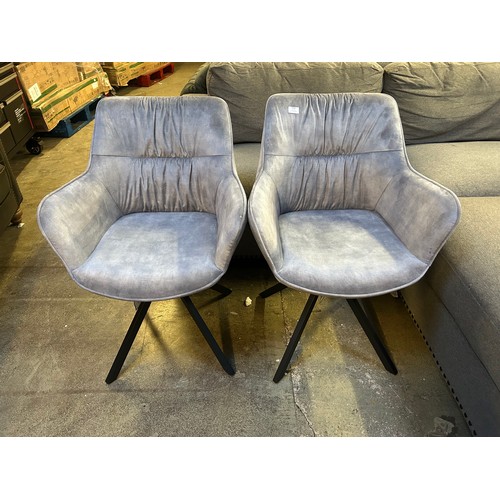 3318 - A pair of light grey velvet Marvel dining chairs *This lot is subject to VAT