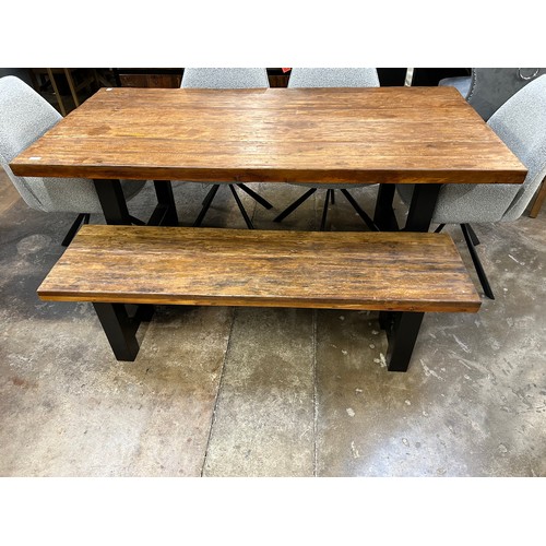 3019 - A Haryana dining table and bench *This lot is subject to VAT