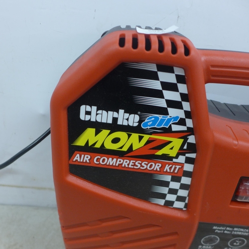 5022 - *VAT* A Clarke MONZA 8 BAR/116 PSI air compressor kit, DC Craft 3.6v rechargeable mini engraver and ... 