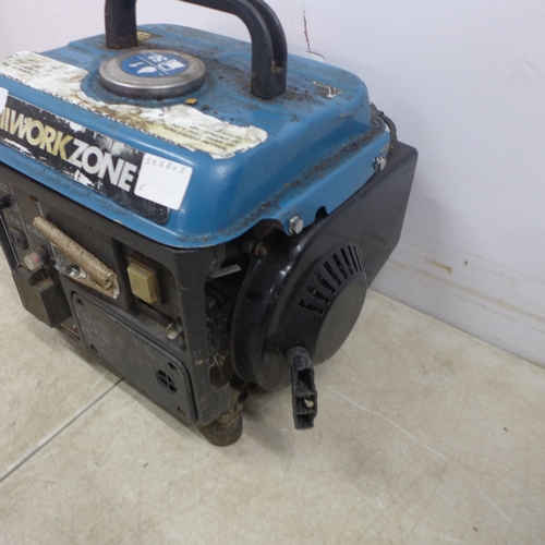 5049 - A Workzone WGG-800, 240V, 50Hz, 650W petrol generator and two vintage metal Jerry cans