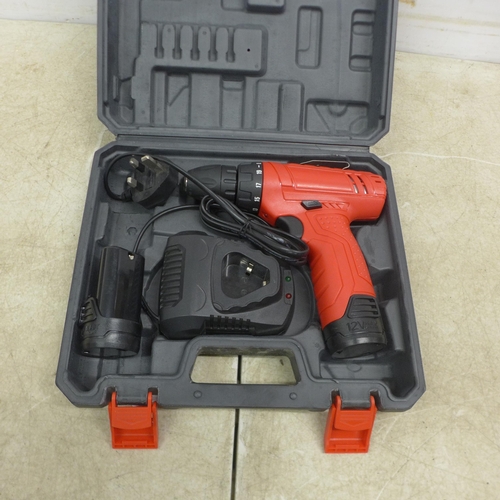 5060 - *VAT* A cased sample QM-1001-D, 10.8V 1.3Ah Li-ion cordless drill with battery and charger