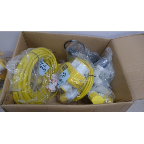 5064 - *VAT* A quantity of electrical sample items including a 110v 4-way splitter box, a quantity of festo... 