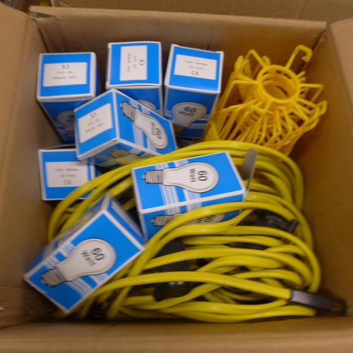 5064 - *VAT* A quantity of electrical sample items including a 110v 4-way splitter box, a quantity of festo... 