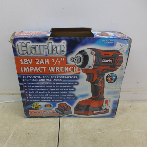 5082 - *VAT* A boxed sample Clarke CCIW160 18v 2Ah 1/2” impact wrench