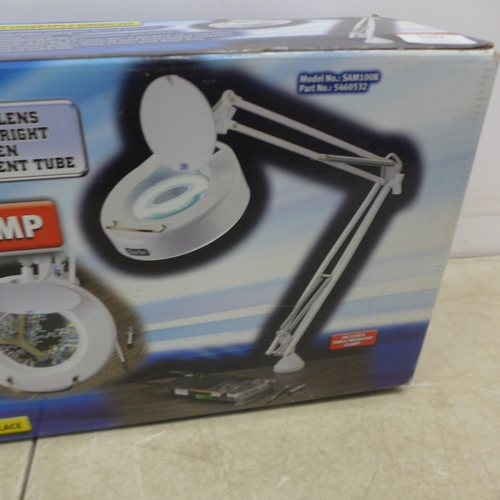 5093 - *VAT* A boxed sample Clarke SAM100B desk mounted magnifying lamp