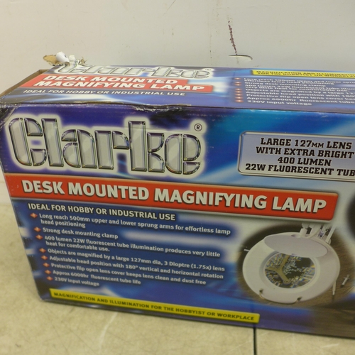 5093 - *VAT* A boxed sample Clarke SAM100B desk mounted magnifying lamp